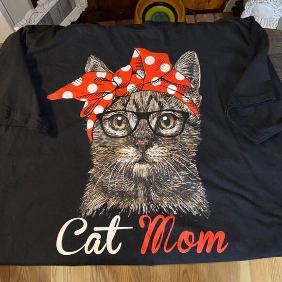 Cat mom leopard print bandanna t shirt XL - Picture 3 of 6
